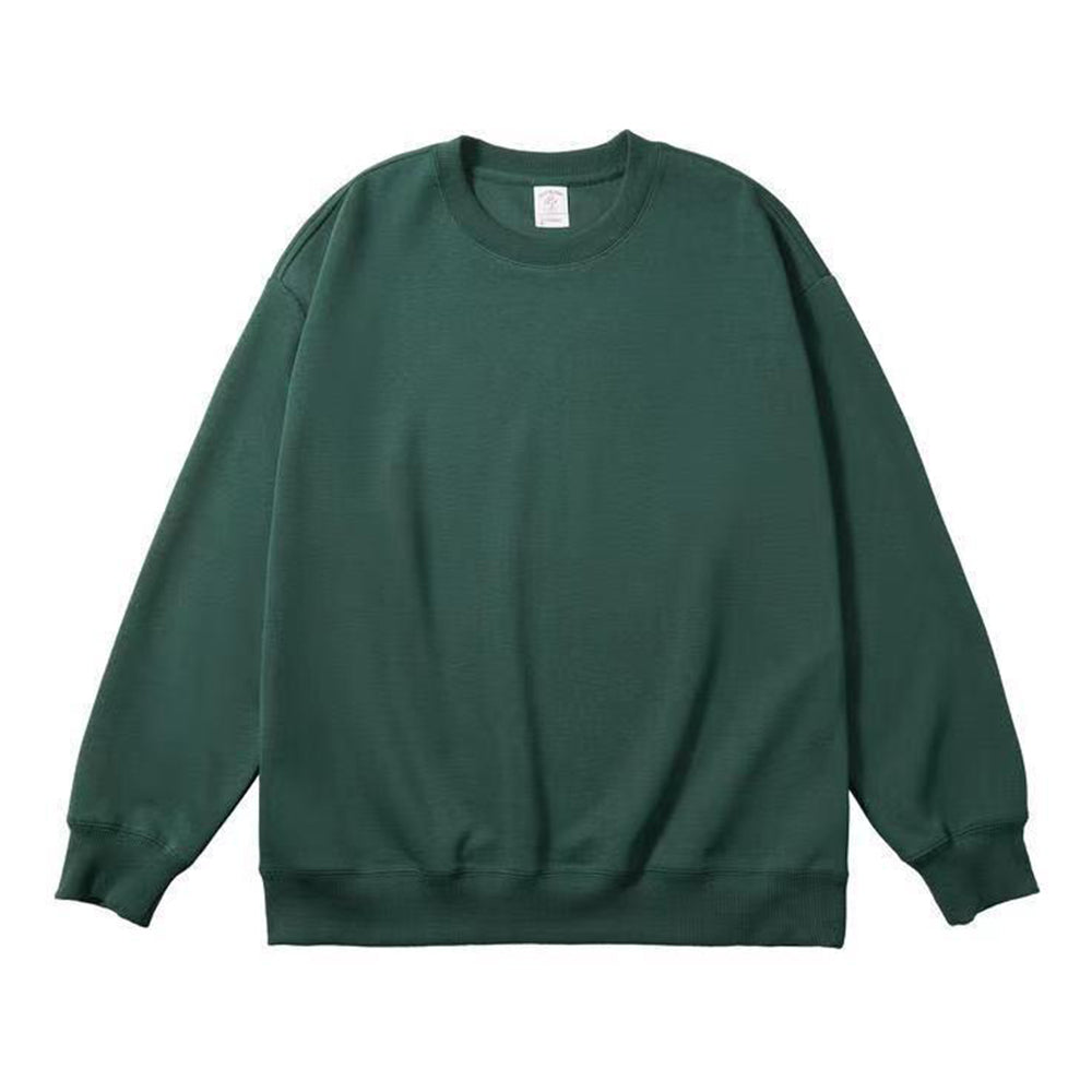 Casual round neck solid color long sleeve pullover sweatshirt
